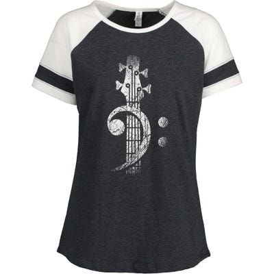 Bass Cleff Headstock Bass Guitar Enza Ladies Jersey Colorblock Tee