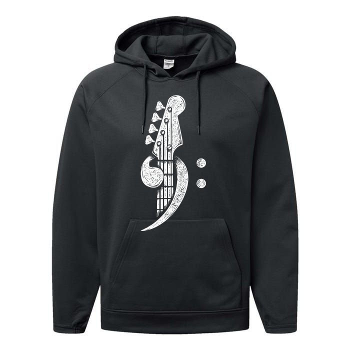 Bass Cleff Headstock Bassist Bass Guitar Musician Music Performance Fleece Hoodie