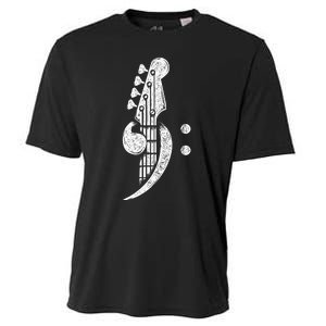 Bass Cleff Headstock Bassist Bass Guitar Musician Music Cooling Performance Crew T-Shirt