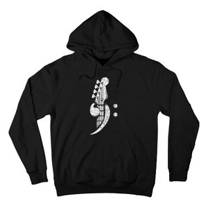 Bass Cleff Headstock Bassist Bass Guitar Musician Music Hoodie