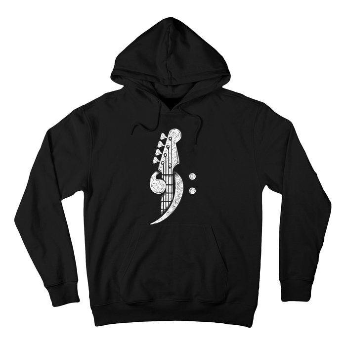 Bass Cleff Headstock Bassist Bass Guitar Musician Music Hoodie