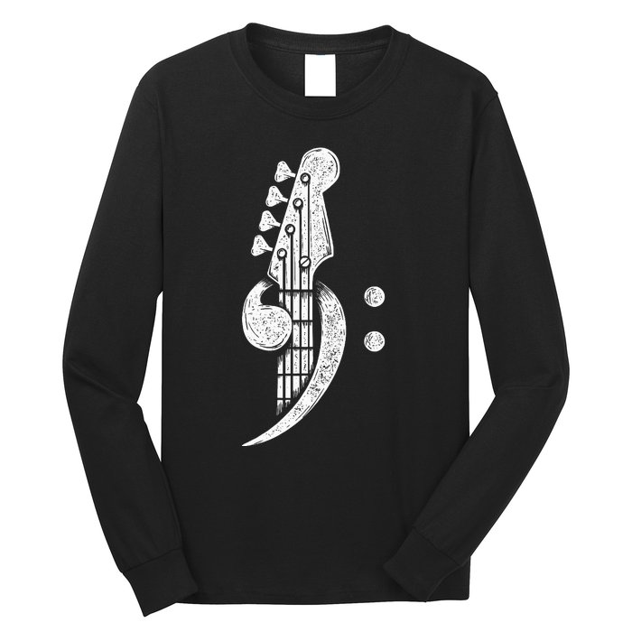 Bass Cleff Headstock Bassist Bass Guitar Musician Music Long Sleeve Shirt