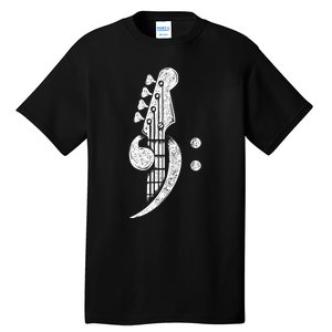 Bass Cleff Headstock Bassist Bass Guitar Musician Music Tall T-Shirt