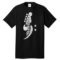 Bass Cleff Headstock Bassist Bass Guitar Musician Music Tall T-Shirt