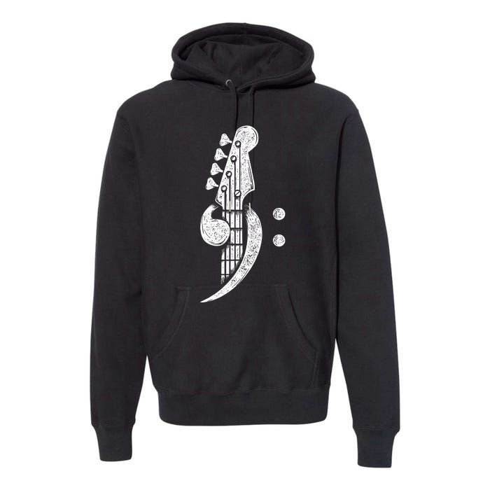 Bass Cleff Headstock Bassist Bass Guitar Musician Music Premium Hoodie