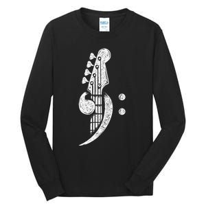 Bass Cleff Headstock Bassist Bass Guitar Musician Music Tall Long Sleeve T-Shirt