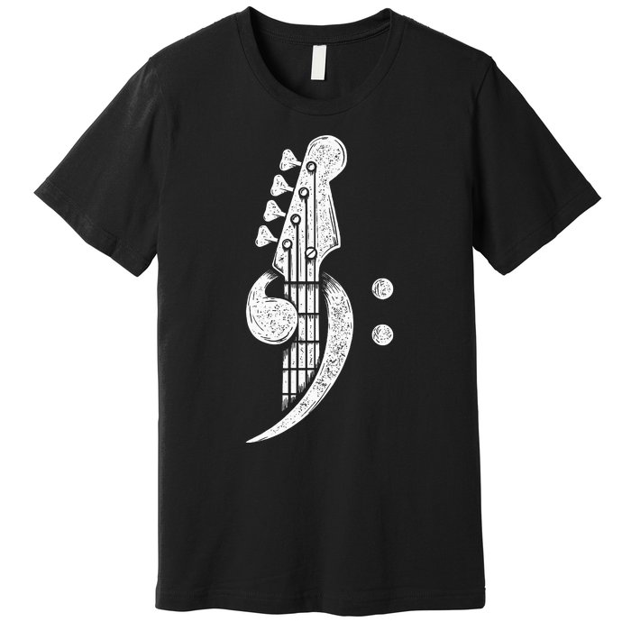 Bass Cleff Headstock Bassist Bass Guitar Musician Music Premium T-Shirt