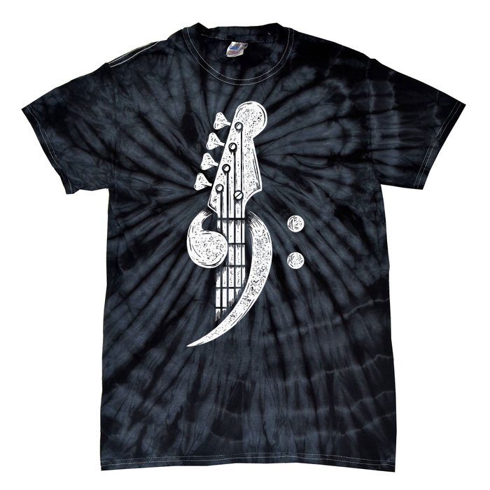 Bass Cleff Headstock Bassist Bass Guitar Musician Music Tie-Dye T-Shirt