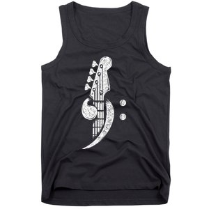 Bass Cleff Headstock Bassist Bass Guitar Musician Music Tank Top