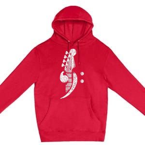 Bass Cleff Headstock Bassist Bass Guitar Musician Music Premium Pullover Hoodie