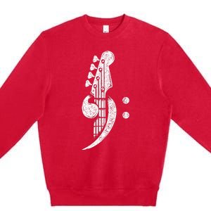 Bass Cleff Headstock Bassist Bass Guitar Musician Music Premium Crewneck Sweatshirt