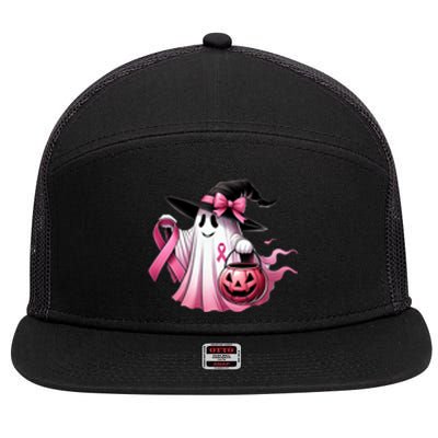 Breast Cancer Halloween Front And Back 7 Panel Mesh Trucker Snapback Hat