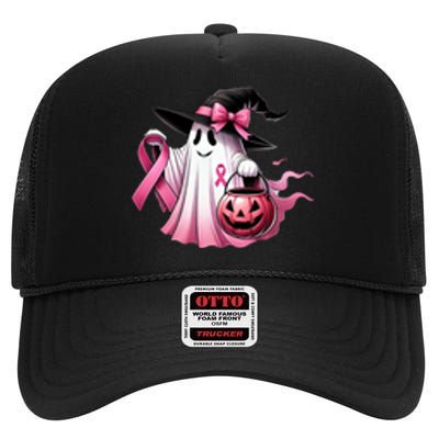 Breast Cancer Halloween Front And Back High Crown Mesh Back Trucker Hat