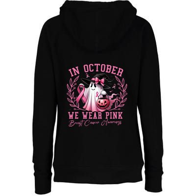 Breast Cancer Halloween Front And Back Womens Funnel Neck Pullover Hood