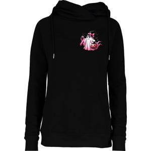 Breast Cancer Halloween Front And Back Womens Funnel Neck Pullover Hood