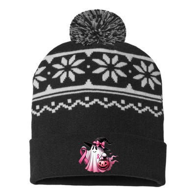 Breast Cancer Halloween Front And Back USA-Made Snowflake Beanie