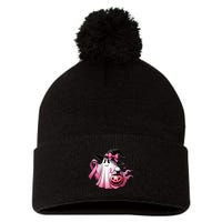 Breast Cancer Halloween Front And Back Pom Pom 12in Knit Beanie