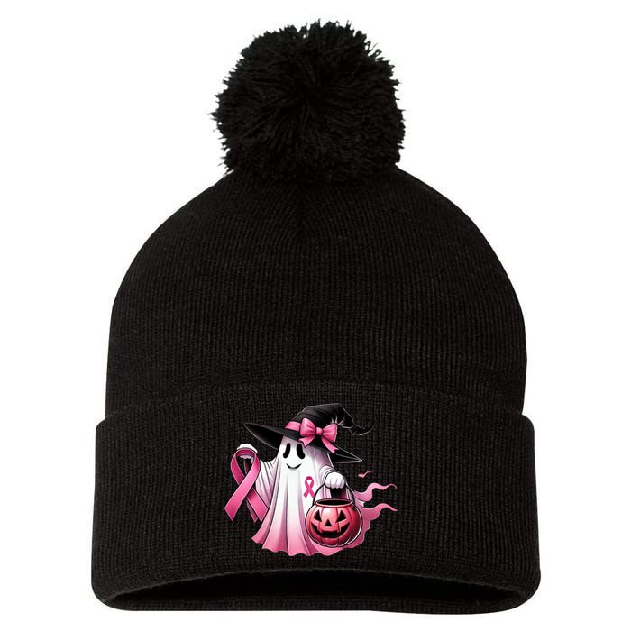 Breast Cancer Halloween Front And Back Pom Pom 12in Knit Beanie