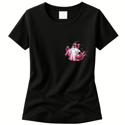 Breast Cancer Halloween Front And Back Womens T-Shirt