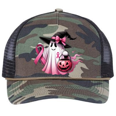 Breast Cancer Halloween Front And Back Retro Rope Trucker Hat Cap