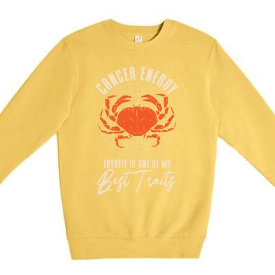 Born Cancer Horoscope Astrological Crab Zodiac Astrology Gift Premium Crewneck Sweatshirt