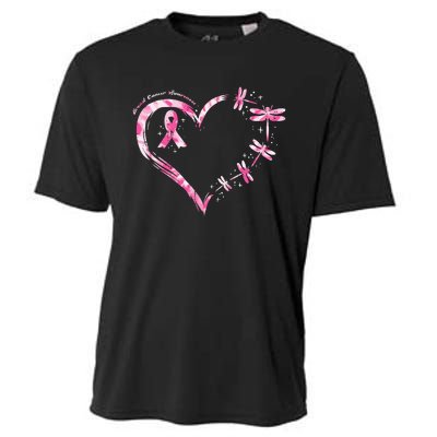 Breast Cancer Heart Dragonflies Awareness Cooling Performance Crew T-Shirt