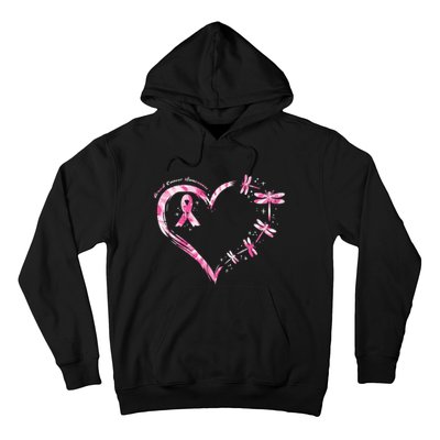 Breast Cancer Heart Dragonflies Awareness Hoodie