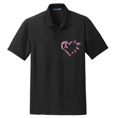 Breast Cancer Heart Dragonflies Awareness Dry Zone Grid Polo