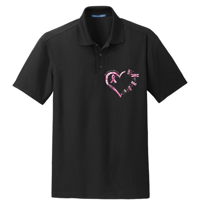 Breast Cancer Heart Dragonflies Awareness Dry Zone Grid Polo