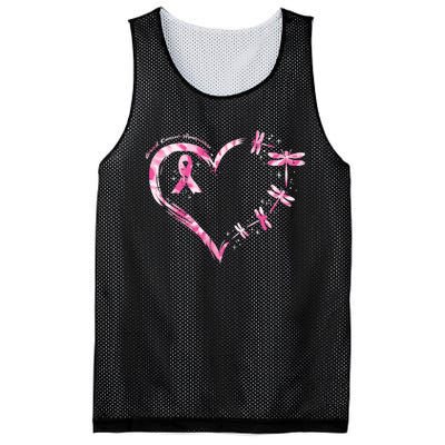 Breast Cancer Heart Dragonflies Awareness Mesh Reversible Basketball Jersey Tank