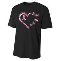 Breast Cancer Heart Dragonflies Awareness Performance Sprint T-Shirt