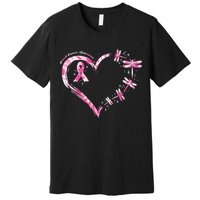 Breast Cancer Heart Dragonflies Awareness Premium T-Shirt