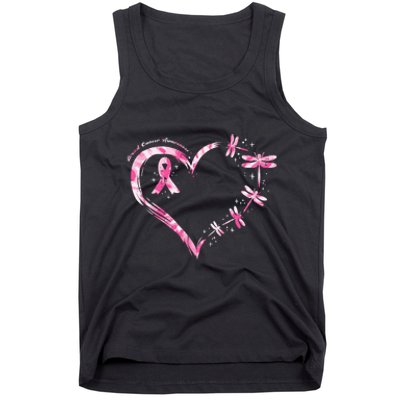 Breast Cancer Heart Dragonflies Awareness Tank Top