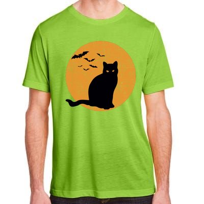 Black Cat Halloween Moon Adult ChromaSoft Performance T-Shirt