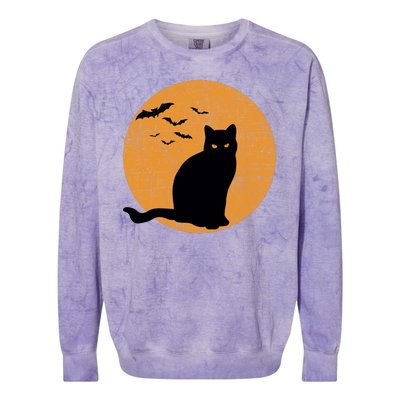 Black Cat Halloween Moon Colorblast Crewneck Sweatshirt