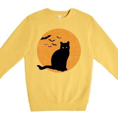 Black Cat Halloween Moon Premium Crewneck Sweatshirt