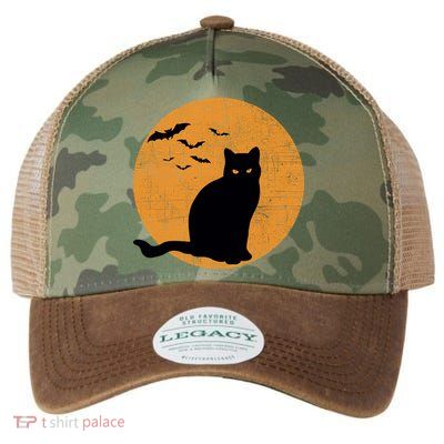 Black Cat Halloween Moon Legacy Tie Dye Trucker Hat