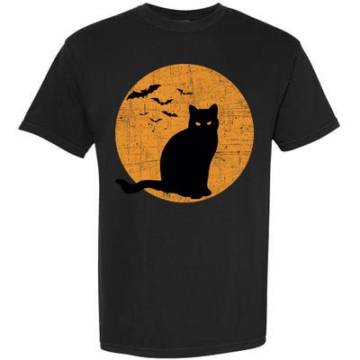 Black Cat Halloween Moon Garment-Dyed Heavyweight T-Shirt