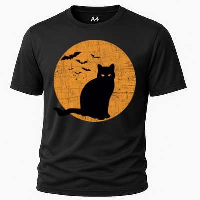 Black Cat Halloween Moon Performance Shirt