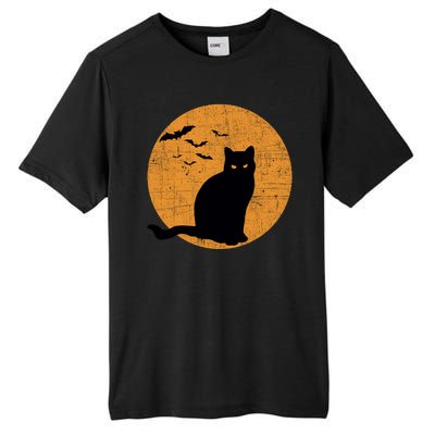 Black Cat Halloween Moon Tall Fusion ChromaSoft Performance T-Shirt