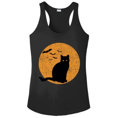 Black Cat Halloween Moon Ladies PosiCharge Competitor Racerback Tank