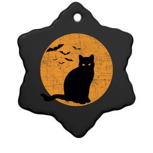 Black Cat Halloween Moon Ceramic Star Ornament