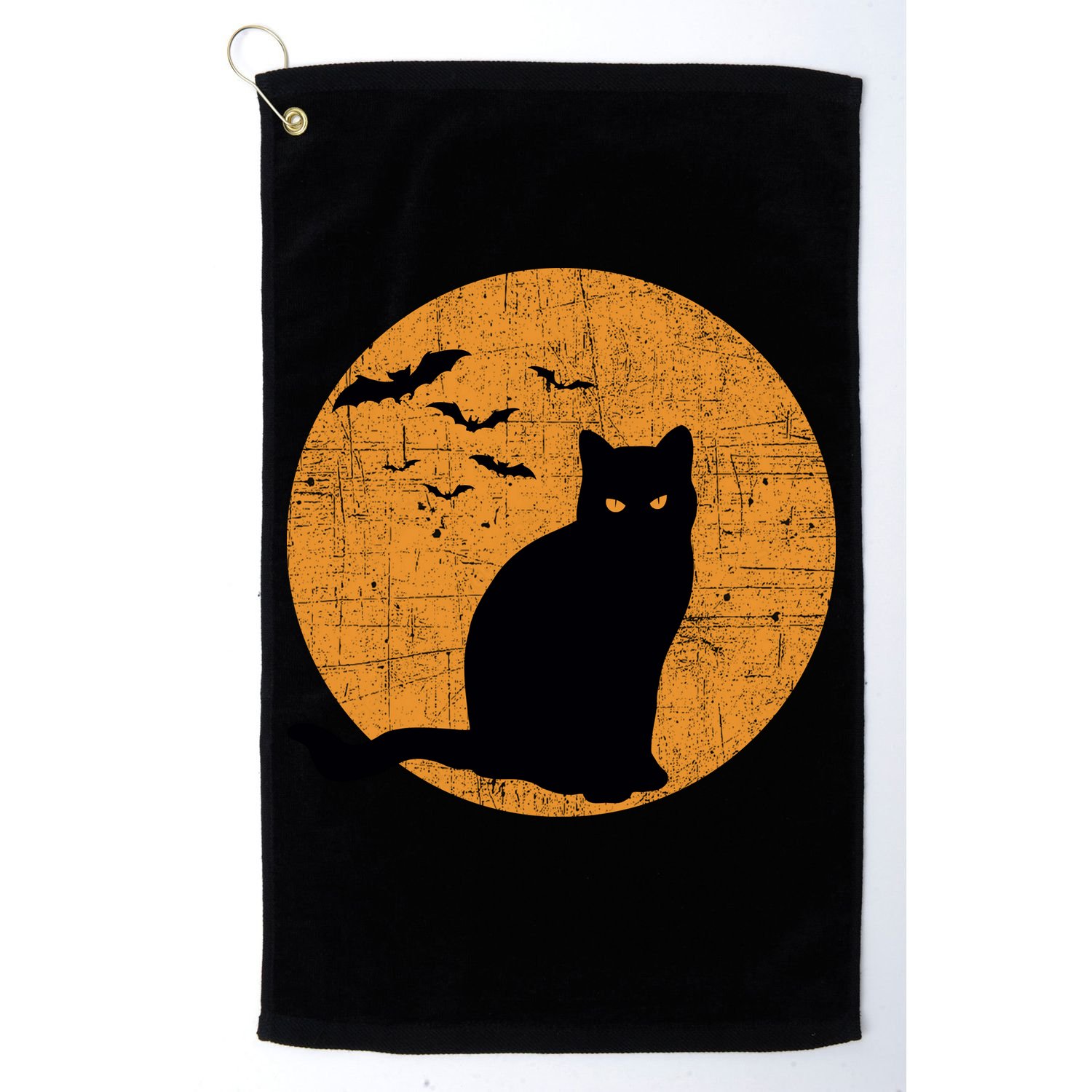 Black Cat Halloween Moon Golf Towel