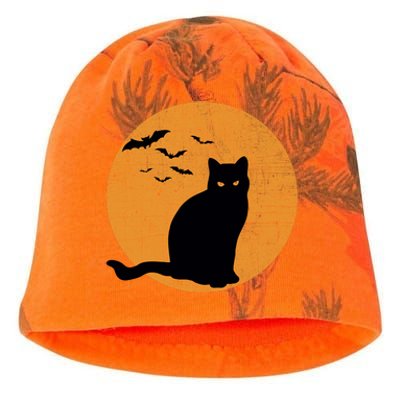 Black Cat Halloween Moon Kati - Camo Knit Beanie