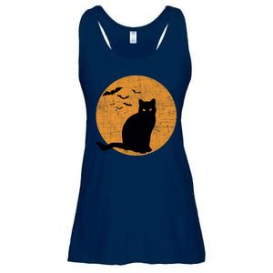 Black Cat Halloween Moon Ladies Essential Flowy Tank