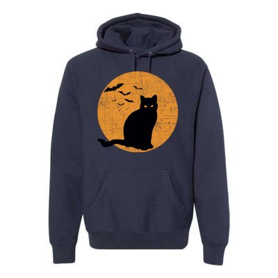 Black Cat Halloween Moon Premium Hoodie