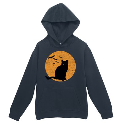 Black Cat Halloween Moon Urban Pullover Hoodie