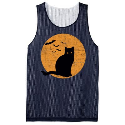 Black Cat Halloween Moon Mesh Reversible Basketball Jersey Tank