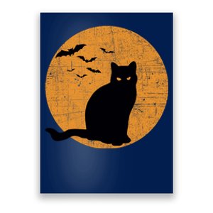 Black Cat Halloween Moon Poster