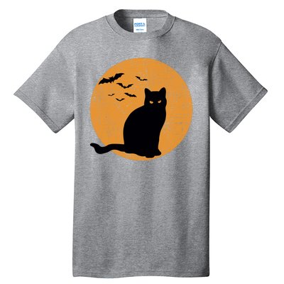 Black Cat Halloween Moon Tall T-Shirt